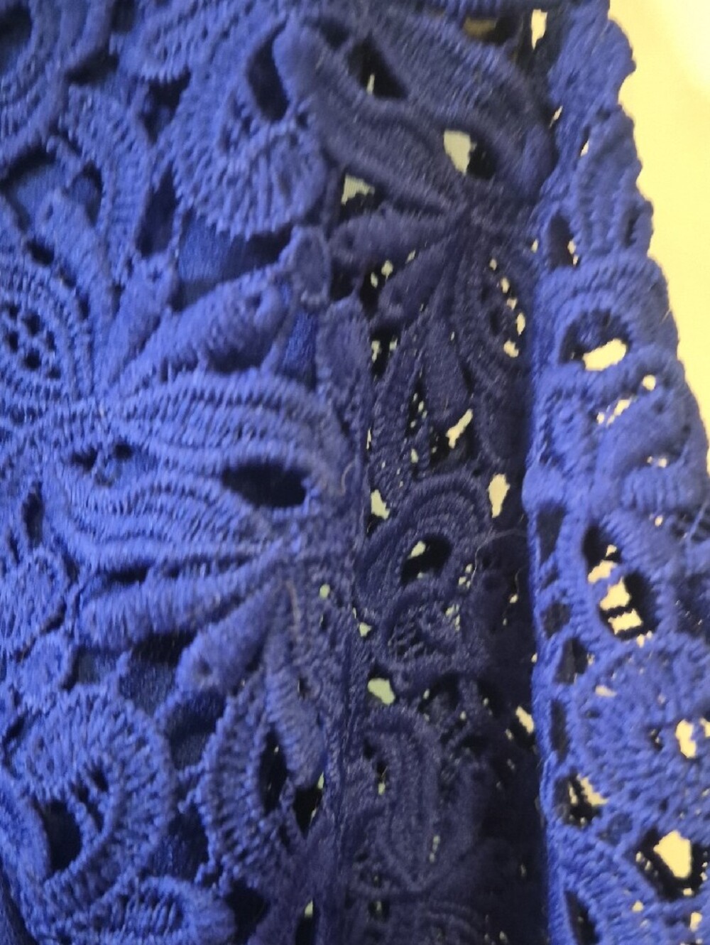 Cable & Gauge Royal Blue Crochet Sleeve Blouse - Picture 2 of 7